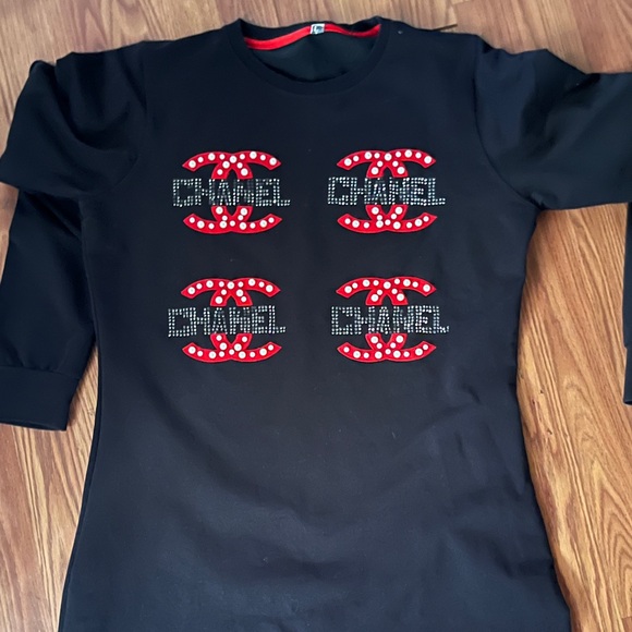 Beautiful dress with pearls and great design. Custom. Black. Large - Picture 1 of 2